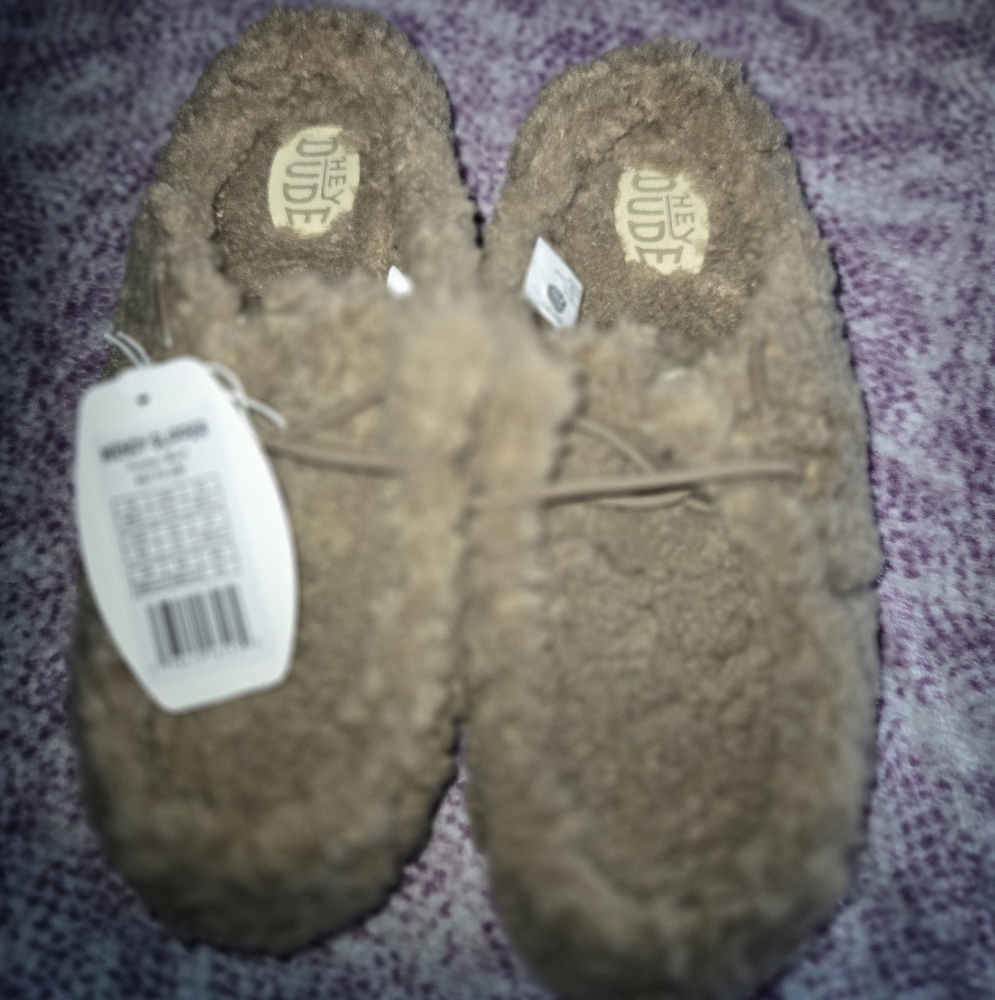 Hey Dude Plush Brown Slippers Size 12